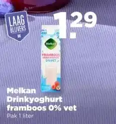 PLUS Melkan Drinkyoghurt framboos 0% vet aanbieding