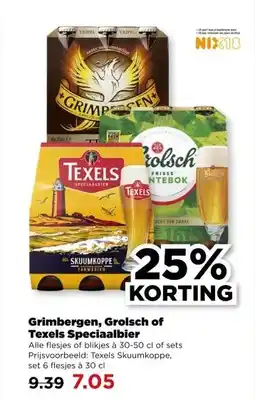 PLUS Grimbergen, Grolsch of Texels Speciaalbier aanbieding