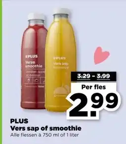 PLUS PLUS Vers sap of smoothie aanbieding