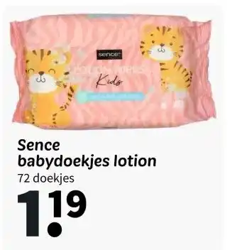 Wibra Sence babydoekjes lotion 72 doekjes aanbieding