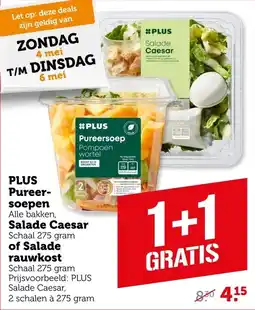Coop PLUS Pureersoepen, Salade Caesar of Salade rauwkorst aanbieding