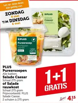 Coop PLUS Pureersoepen, Salade Caesar of Salade rauwkost aanbieding