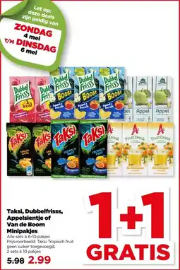 PLUS Taksi, Dubbelfrisss, Appelsientje of Van de Boom Minipakjes aanbieding