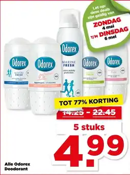 PLUS Alle Odorex Deodorant aanbieding