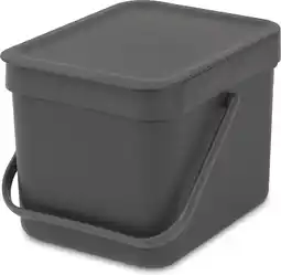 Amazon Brabantia Sort & Go Prullenbak, Afvalemmer, Grey, 6 Liter aanbieding