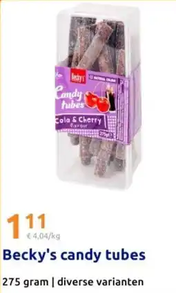 Action Becky's candy tubes aanbieding