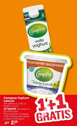 Coop Campina Yoghurt naturel of kwark aanbieding