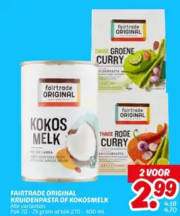 Dekamarkt Fairtrade original kruidenpasta of kokosmelk aanbieding