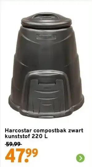 GAMMA Harcostar compostbak zwart kunststof 220 L aanbieding