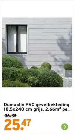 GAMMA Dumaclin PVC gevelbekleding 18,5x240 cm grijs, 2.66m² per pak aanbieding