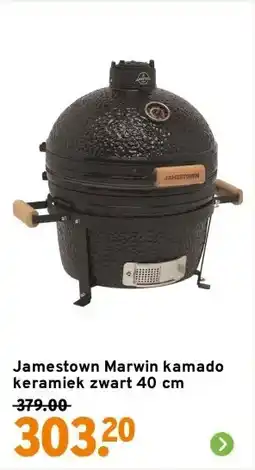 GAMMA Jamestown Marwin kamado keramiek zwart 40 cm aanbieding