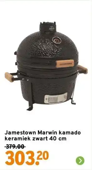GAMMA Jamestown Marwin kamado keramiek zwart 40 cm aanbieding
