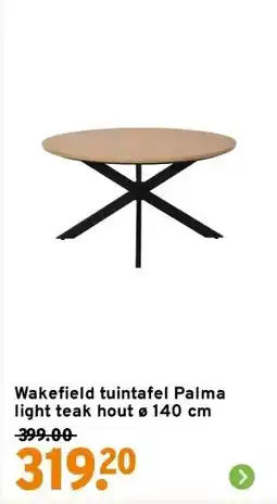 GAMMA Wakefield tuintafel Palma light teak hout ø 140 cm aanbieding