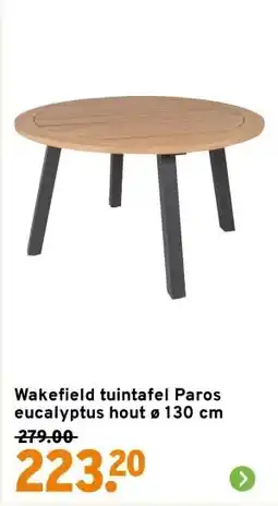 GAMMA Wakefield tuintafel Paros eucalyptus hout ø 130 cm aanbieding