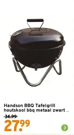 GAMMA Handson BBQ Tafelgrill houtskool bbq metaal zwart Ø 34 cm aanbieding