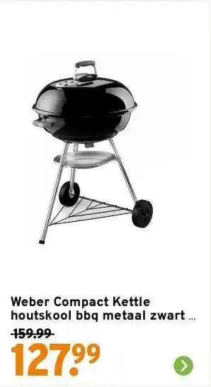 GAMMA Weber Compact Kettle houtskool bbq metaal zwart ø 57 cm aanbieding