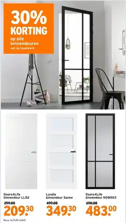 GAMMA 30% KORTING op alle binnendeuren ook op maatwerk aanbieding