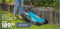 GAMMA Gardena 18V grasmaaier EasyMax 32cm incl. 4.0Ah accu aanbieding