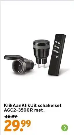GAMMA KlikAanKlikUit schakelset AGC2-3500R met afstandsbediening en 2x stopcontact aanbieding