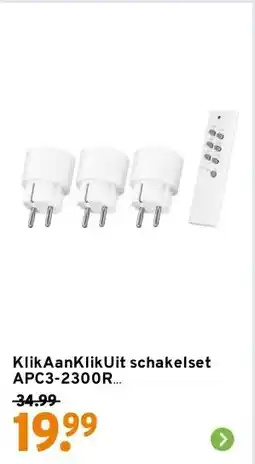 GAMMA KlikAanKlikUit schakelset APC3-2300R afstandsbediening en 3x stekkerdoos schakelaars aanbieding