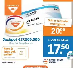 Albert Heijn Staatsloterij Heel lot met XL* aanbieding