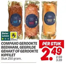 Dekamarkt Compaxo gerookte beenham, gegrilde gehakt of gerookte kipfilet aanbieding