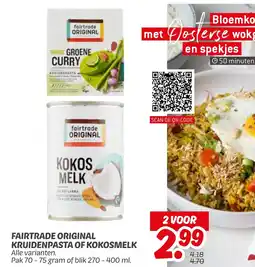 Dekamarkt Fairtrade original kruidenpasta of kokosmelk aanbieding