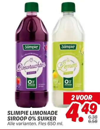 Dekamarkt Slimpie limonade siroop 0% suiker aanbieding