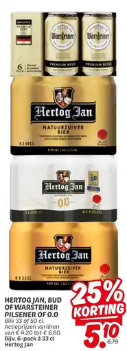 Dekamarkt Hertog jan, bud of warsteiner pilsener of 0.0 aanbieding