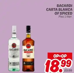 Dekamarkt Bacardi carta blanca of spiced aanbieding