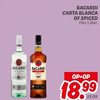 Dekamarkt Bacardi carta blanca of spiced aanbieding