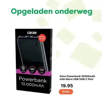 The Read Shop Grixx Powerbank 10000mAh with Micro USB/USB-C Port aanbieding