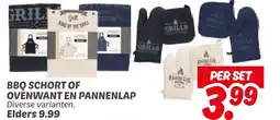 Dekamarkt Bbq schort of ovenwant en pannenlap aanbieding