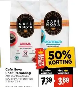 Vomar Voordeelmarkt Café Nova Snelfiltermaling aanbieding