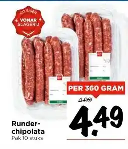 Vomar Voordeelmarkt Runder- chipolata aanbieding