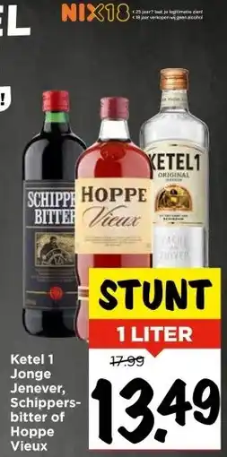 Vomar Voordeelmarkt Ketel 1 Jonge Jenever, Schippers- bitter of Hoppe Vieux aanbieding