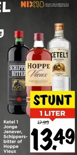 Vomar Voordeelmarkt Ketel 1 Jonge Jenever, Schippers- bitter of Hoppe Vieux aanbieding
