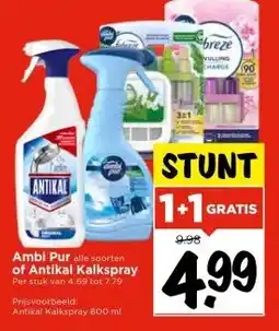 Vomar Voordeelmarkt Ambi Pur alle soorten of Antikal Kalkspray aanbieding