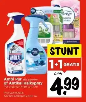 Vomar Voordeelmarkt Ambi Pur alle soorten of Antikal Kalkspray aanbieding