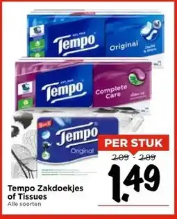 Vomar Voordeelmarkt Tempo Zakdoekjes of Tissues aanbieding