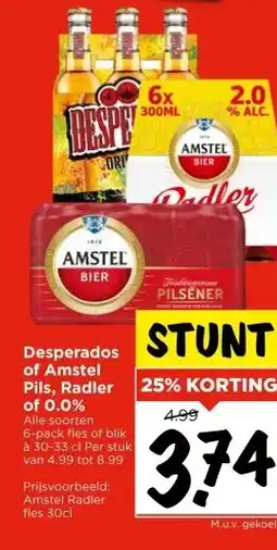 Vomar Voordeelmarkt Desperados of Amstel Pils, Radler of 0.0% aanbieding