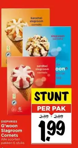 Vomar Voordeelmarkt DIEPVRIES G'woon Slagroom Cornets aanbieding