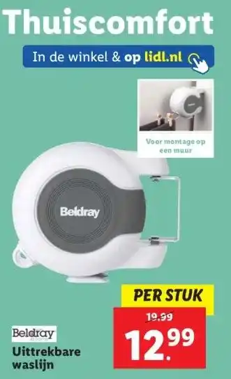 Lidl Beldray Uittrekbare waslijn aanbieding