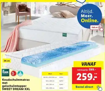 Lidl gelschuimtopper SWEET DREAM XXL aanbieding
