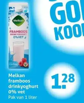 Hoogvliet Melkan framboos drinkyoghurt 0% vet aanbieding