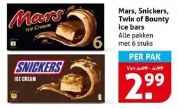 Hoogvliet Mars, Snickers, Twix of Bounty ice bars aanbieding