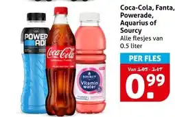 Hoogvliet Coca-Cola, Fanta, Powerade, Aquarius of Sourcy aanbieding