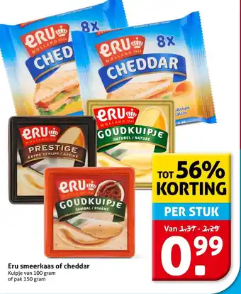 Hoogvliet Eru smeerkaas of cheddar aanbieding