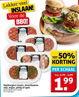 Hoogvliet Hamburgers classic, Amerikaanse stijl, angus, pittig of spek aanbieding