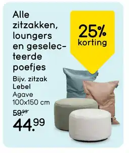 Leen Bakker Alle zitzakken, loungers en geselec teerde poefjes aanbieding